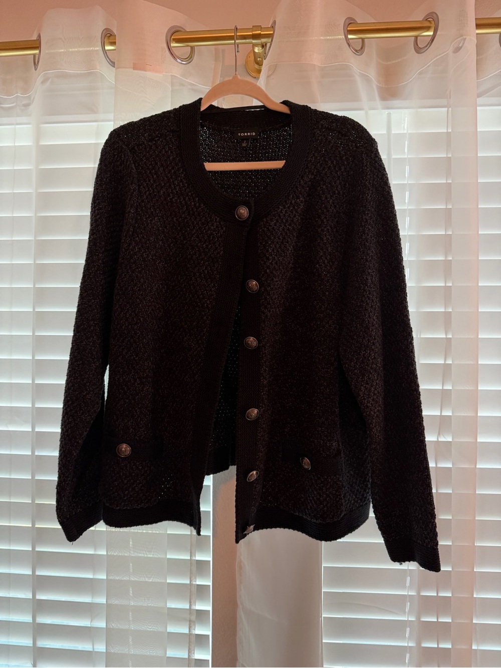 Torrid Black Textured Button-Front Cardigan